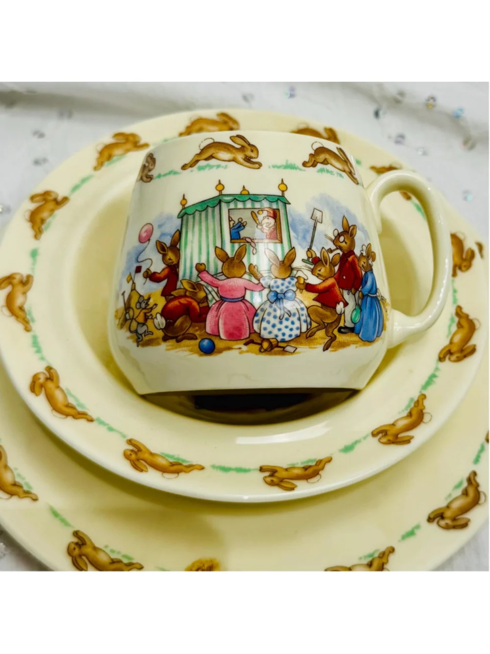 Royal Doulton Bunnykins Fine Bone China Children’s 3-Piece Dish Set | England c.